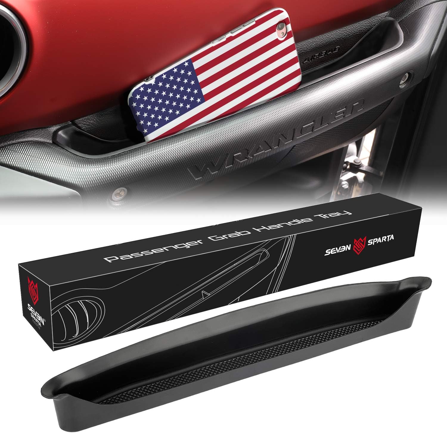 Seven Sparta Grab Tray for 2018-2021 Jeep Wrangler JL&Jeep Gladiator JT Interior Accessories Storage Passenger Tray Organizer with Anti-Slip Rubber Pad