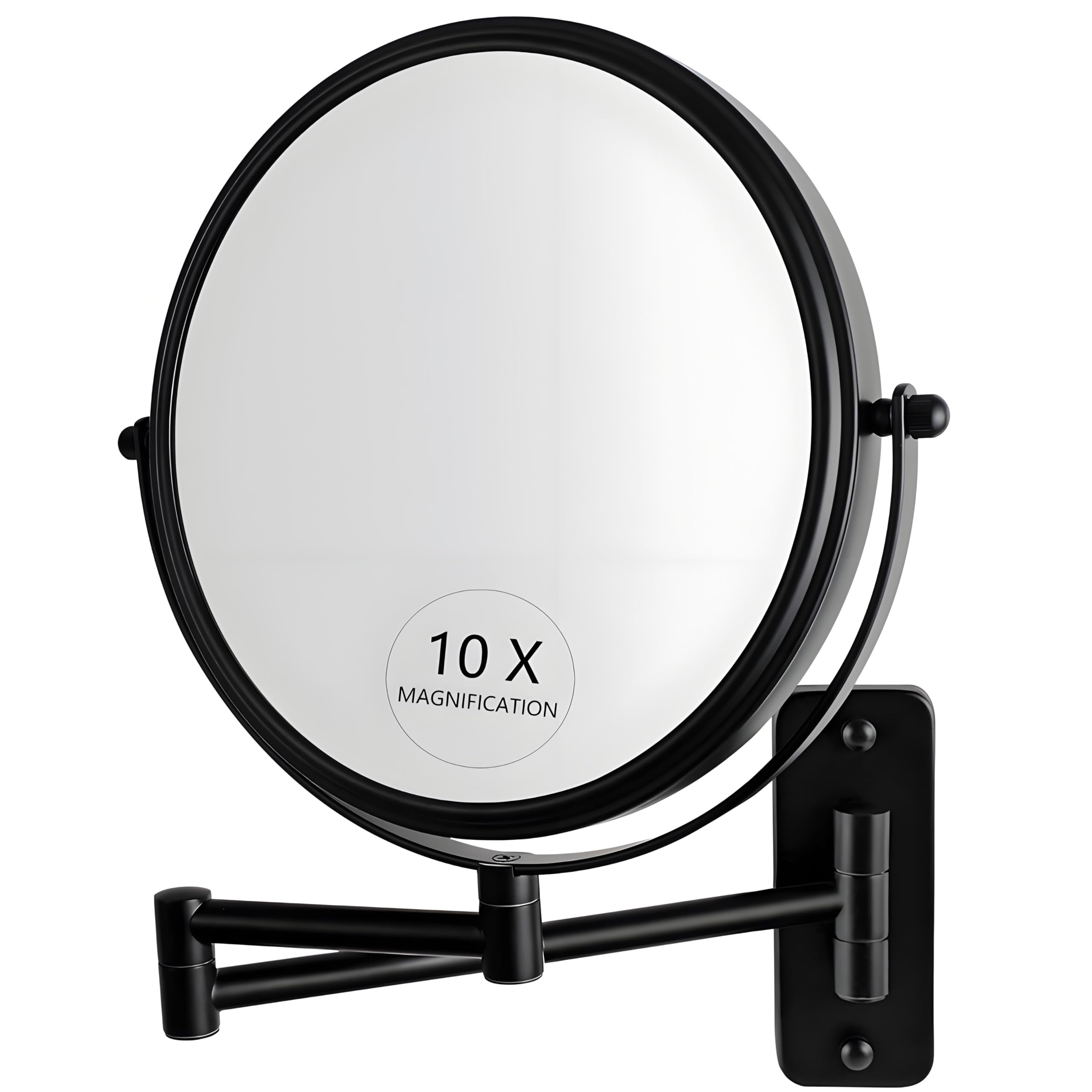 JANEEVA 8" Wall Mounted Makeup Mirror, 1X/10X Magnifying Mirror with 360° Extendable Arm Mirror for Bathroom-Double Sided Vanity Mirror for Man & Woman(Matte Black)-picture-49