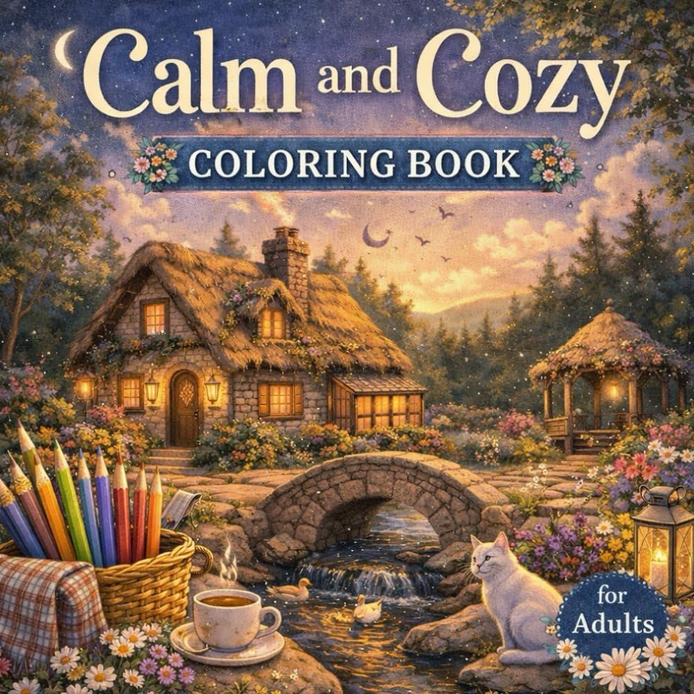 Calm and Cozy Coloring Book for Adults: 20 Beautiful Cottagecore Scenes for Creativity & Relaxation