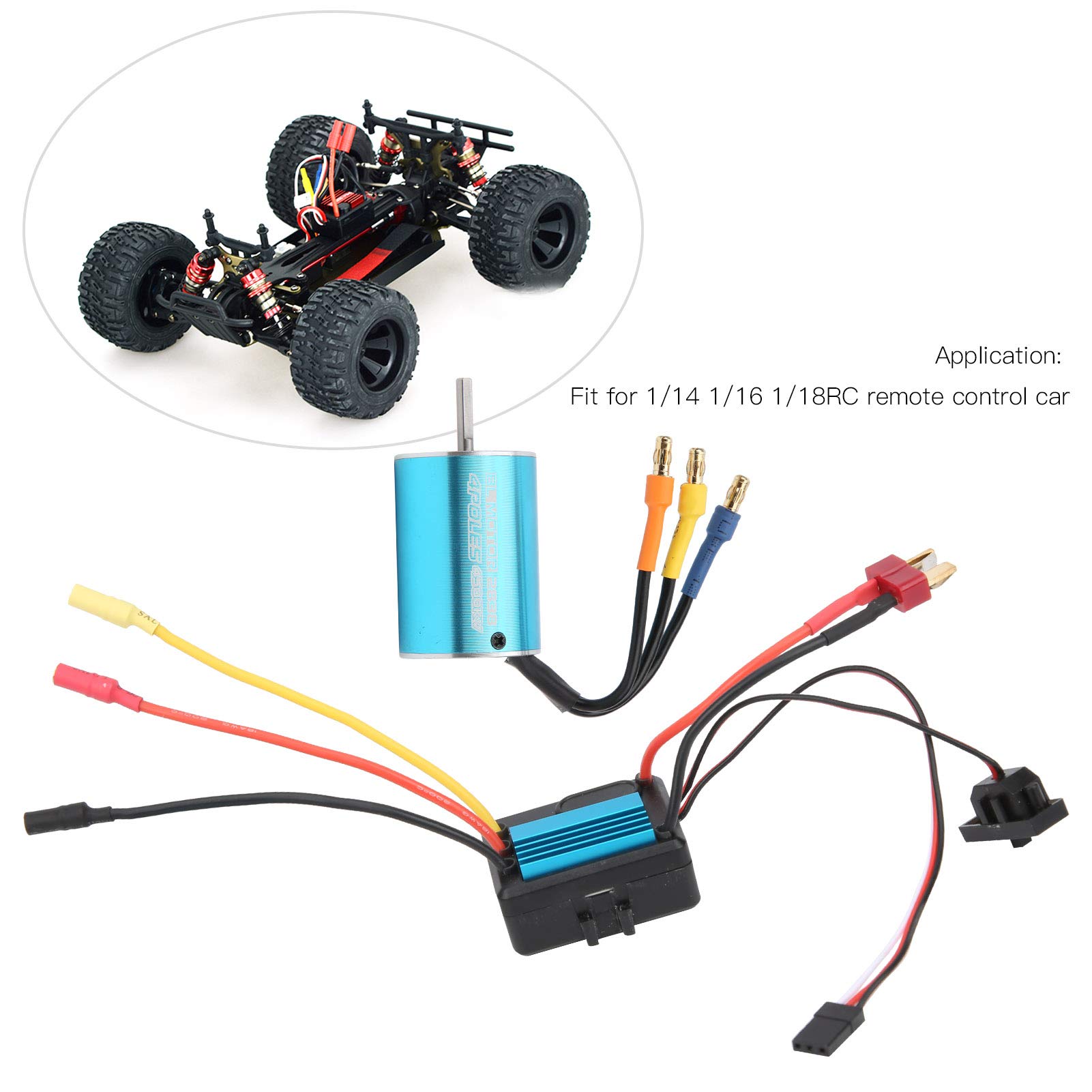 Silnik ESC Combo, 2838 4500KV 4P Bezczujnikowy silnik bezszczotkowy + 35A Bezszczotkowy ESC Nadaje się do modeli samochodów RC 1/14 1/16 1/18
