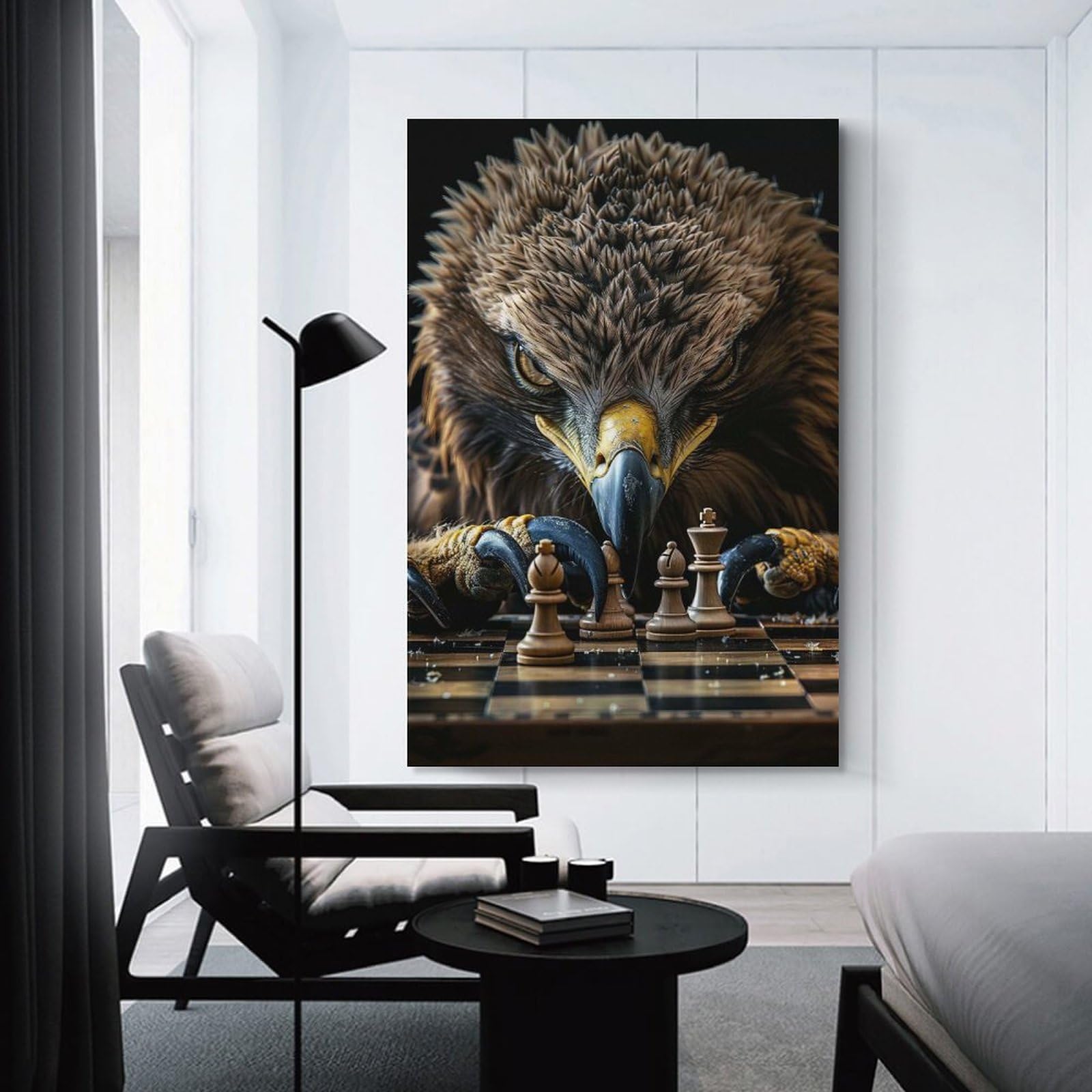 Junmoney Eagle Chess Wall Art Print 20x30inch(50x75cm), for Hallway, Entryway Or Landing, Wall Decor to Refresh Empty Corners, for Cosy Room Updates