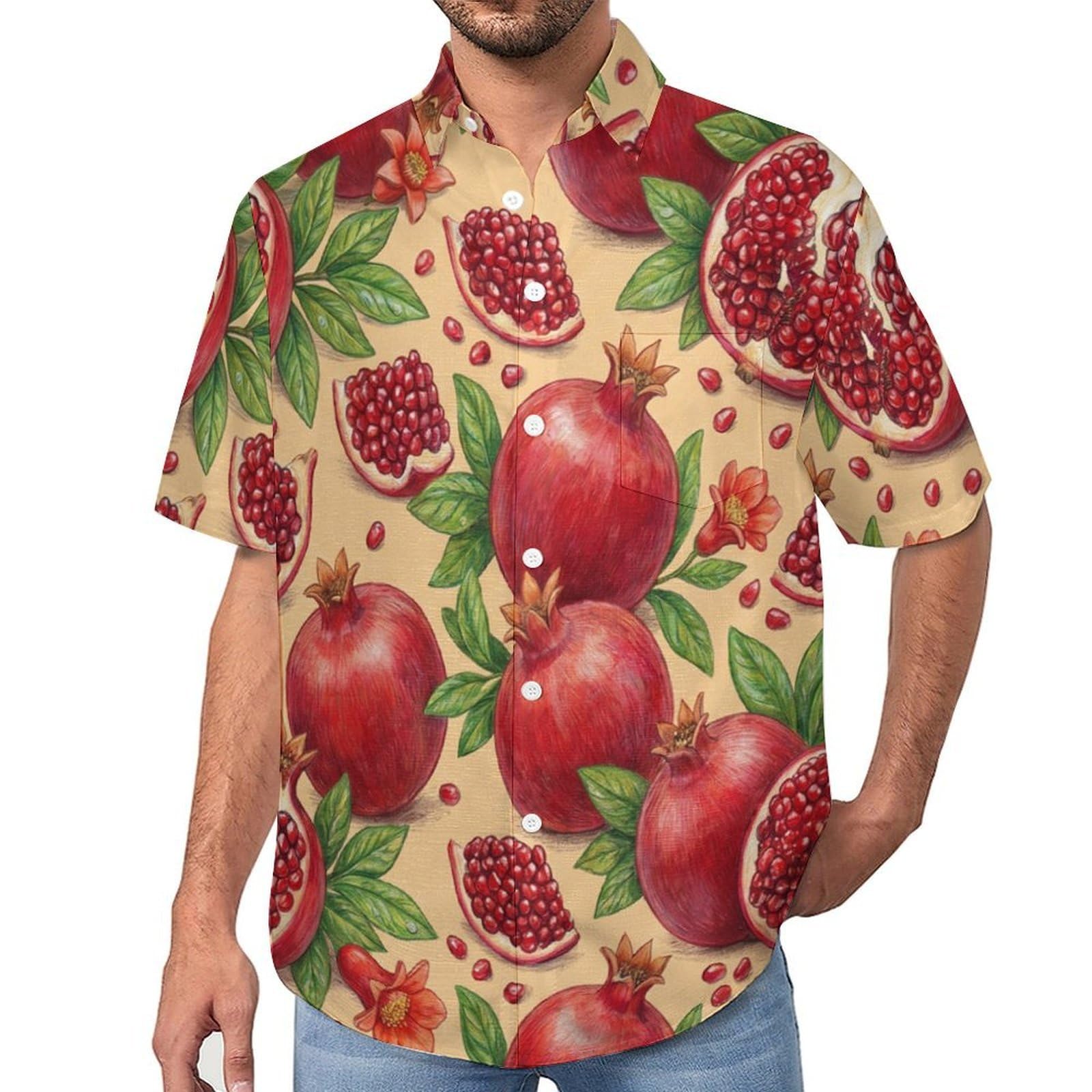 Camisa de estampado 3D de granada pintada a mano estilo casual urbana 8