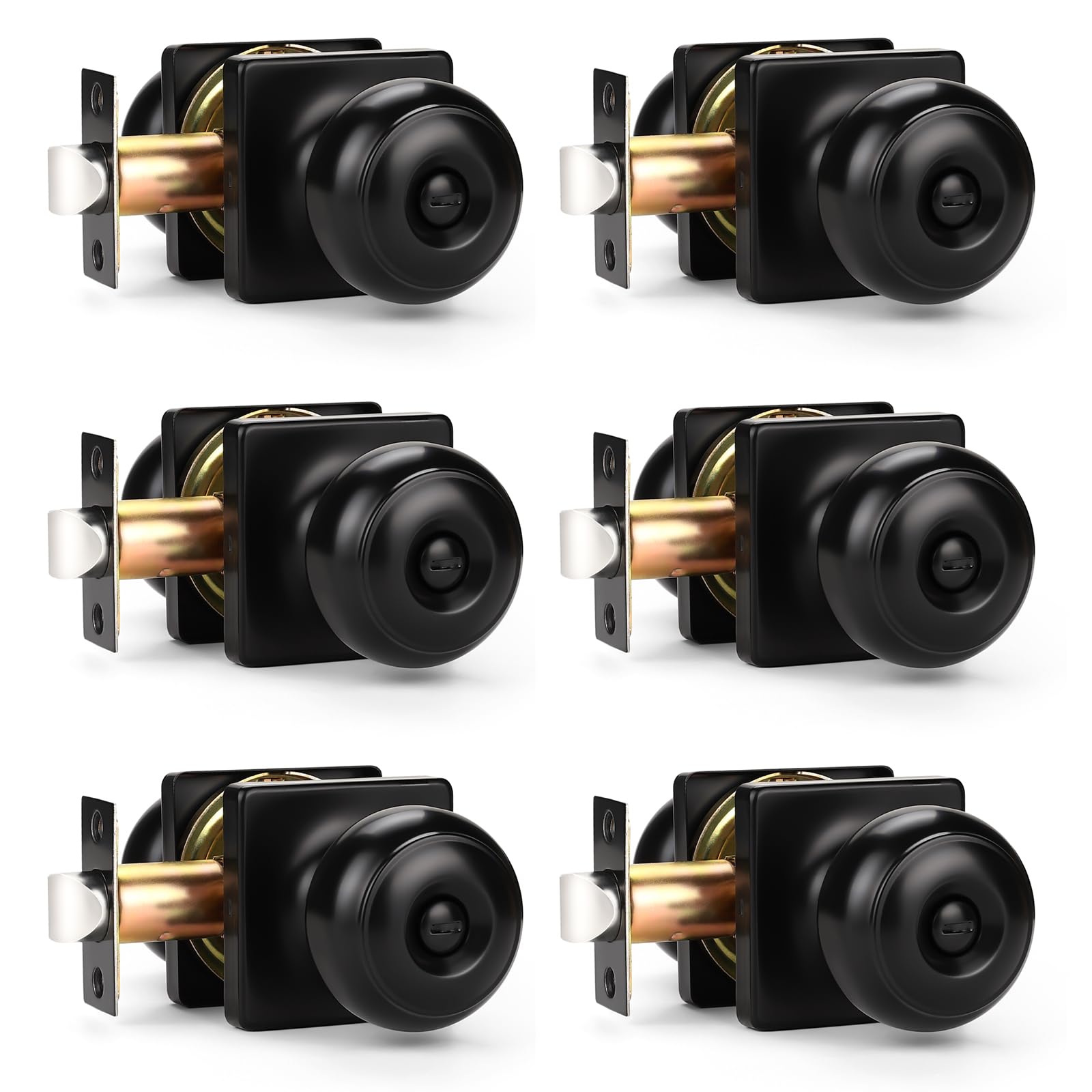 Modern Matte Black Privacy Door Knobs - Keyless Lock -10