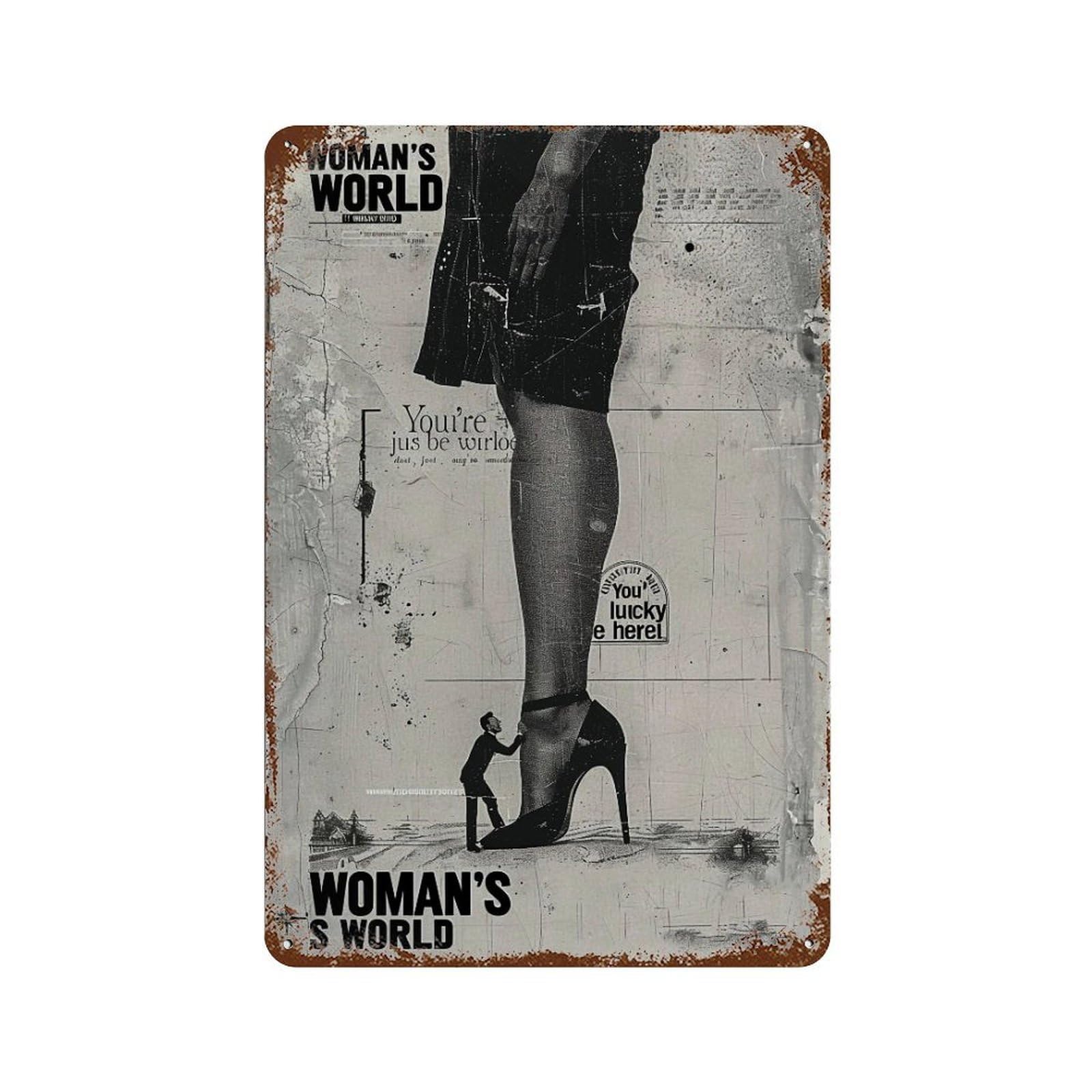 FHUYEURHRY It's A Woman's World 04 Wall Decor Retro Iron Vintage Art Metal Tin Sign Poster Modern Home Cofffee Club Art Bar Shop Decorations Style-37 30x20cm