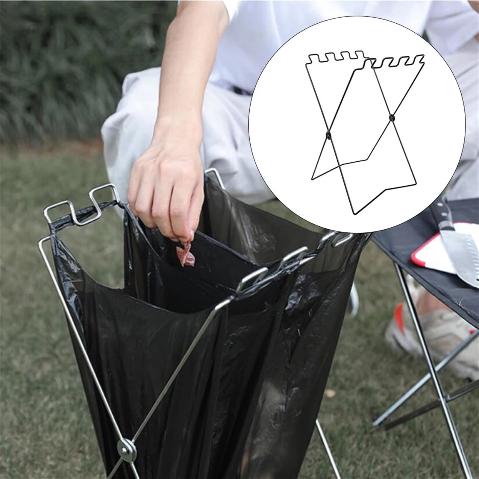 Estante for Bolsas de Basura, Soporte Plegable for, Estante clasificación residuos portátil for Acampar, Colgante, Almacenamiento para Bolsas