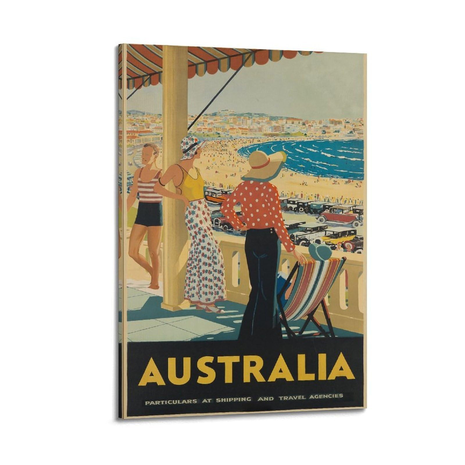 DLJGDS Vintage Travel Poster Australia Decorative Painting Canvas Wall Posters And Modern Family Bedroom Decor 20x30inch(50x75cm)