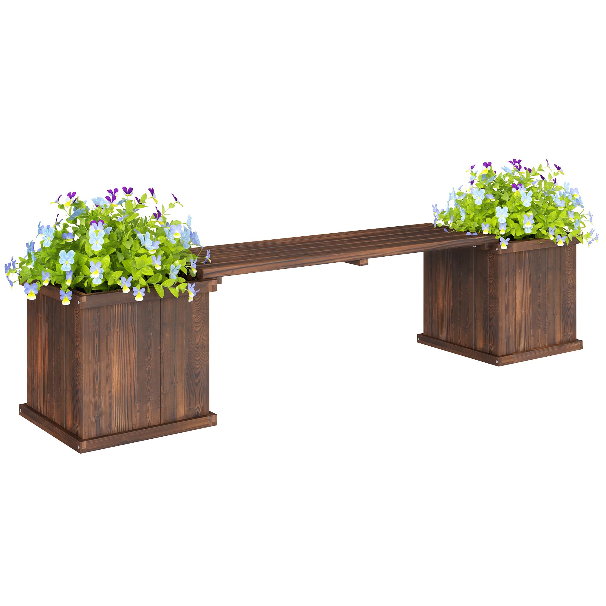Outsunny Wood Raised Garden Bed Planter Bench Extra Small Light