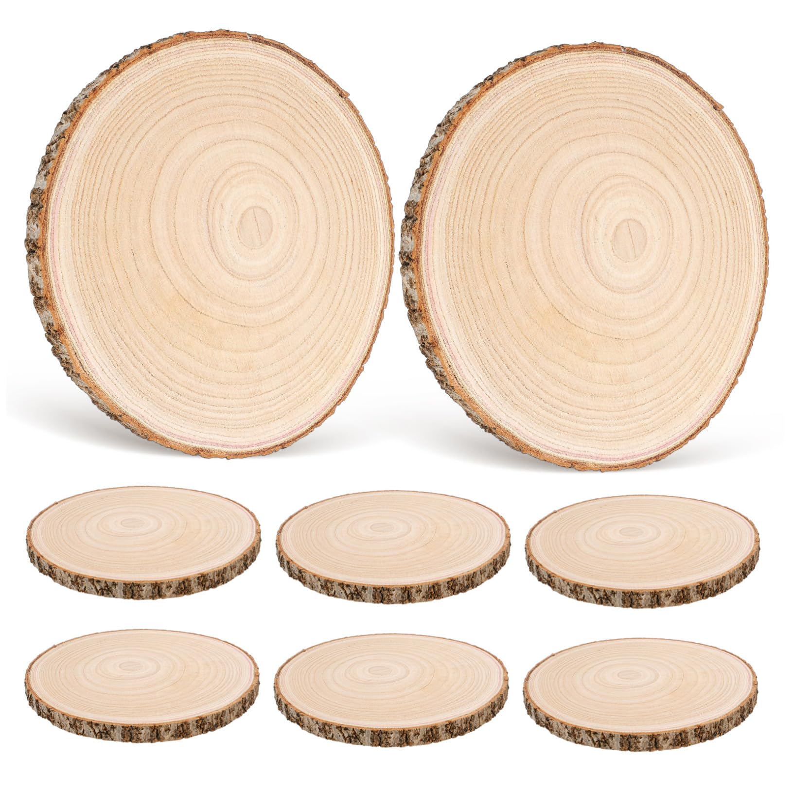 PLAFOPE 8 Piezas Rodajas de Madera Natural Corteza de Madera sin Terminar para Manualidades Decoración Rústica y Proyectos Creativos