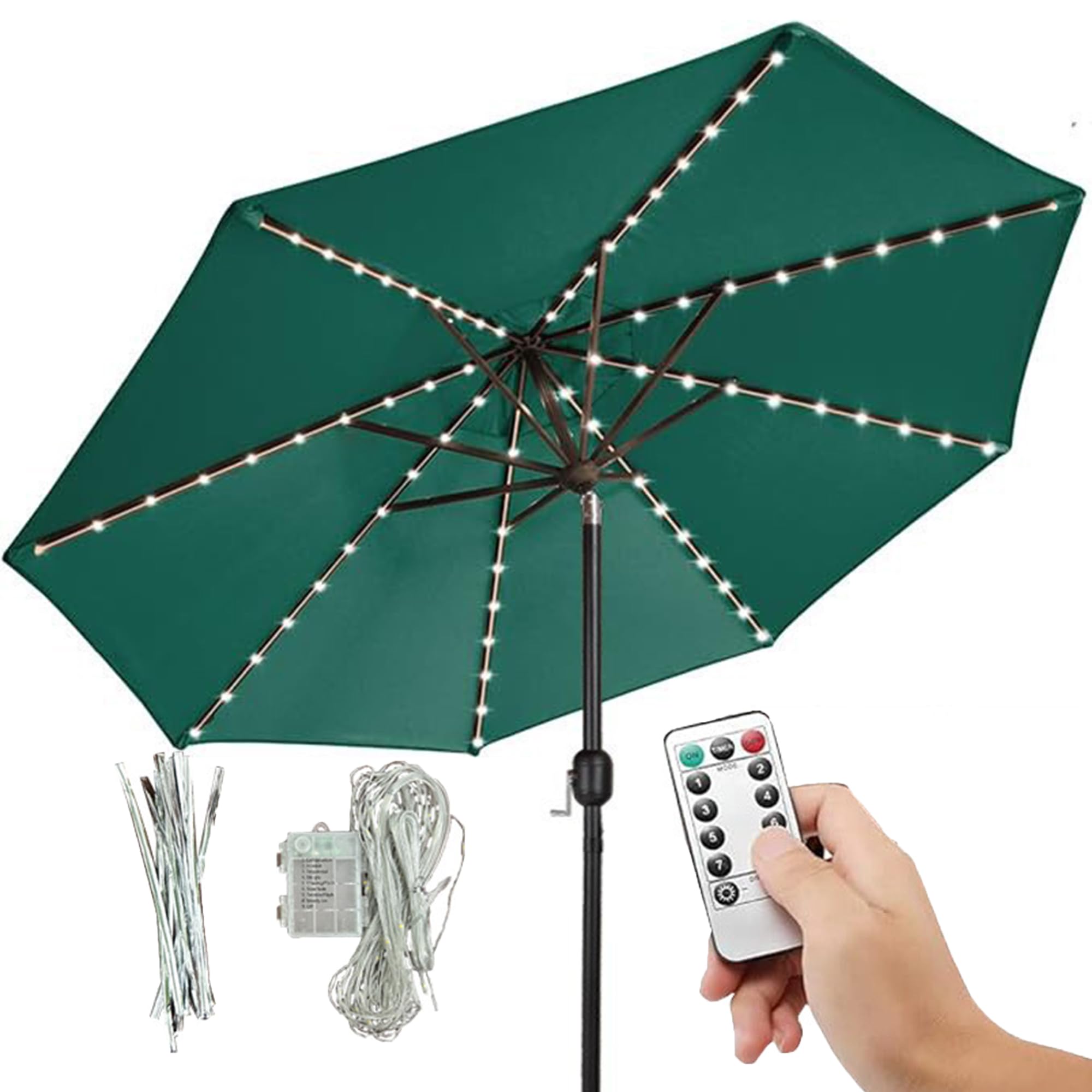 Parasol ogrodowy z oświetleniem LED, 9 m, regulacja nachylenia, system podnoszenia korby, 8 żeber, na taras, basen i balkon