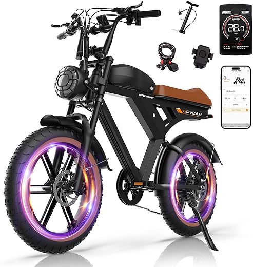 V30/V30Max/V30ProMax Electric Bike for Adults, 1000W/1500W/3000W, 28/32/37.5MPH, 48V 15.6/31.2/40AH Battery, Max Range 120Mile Electric Dirt Bike, 20" Fat Tire, 7-Speed Electric Mountain Bike