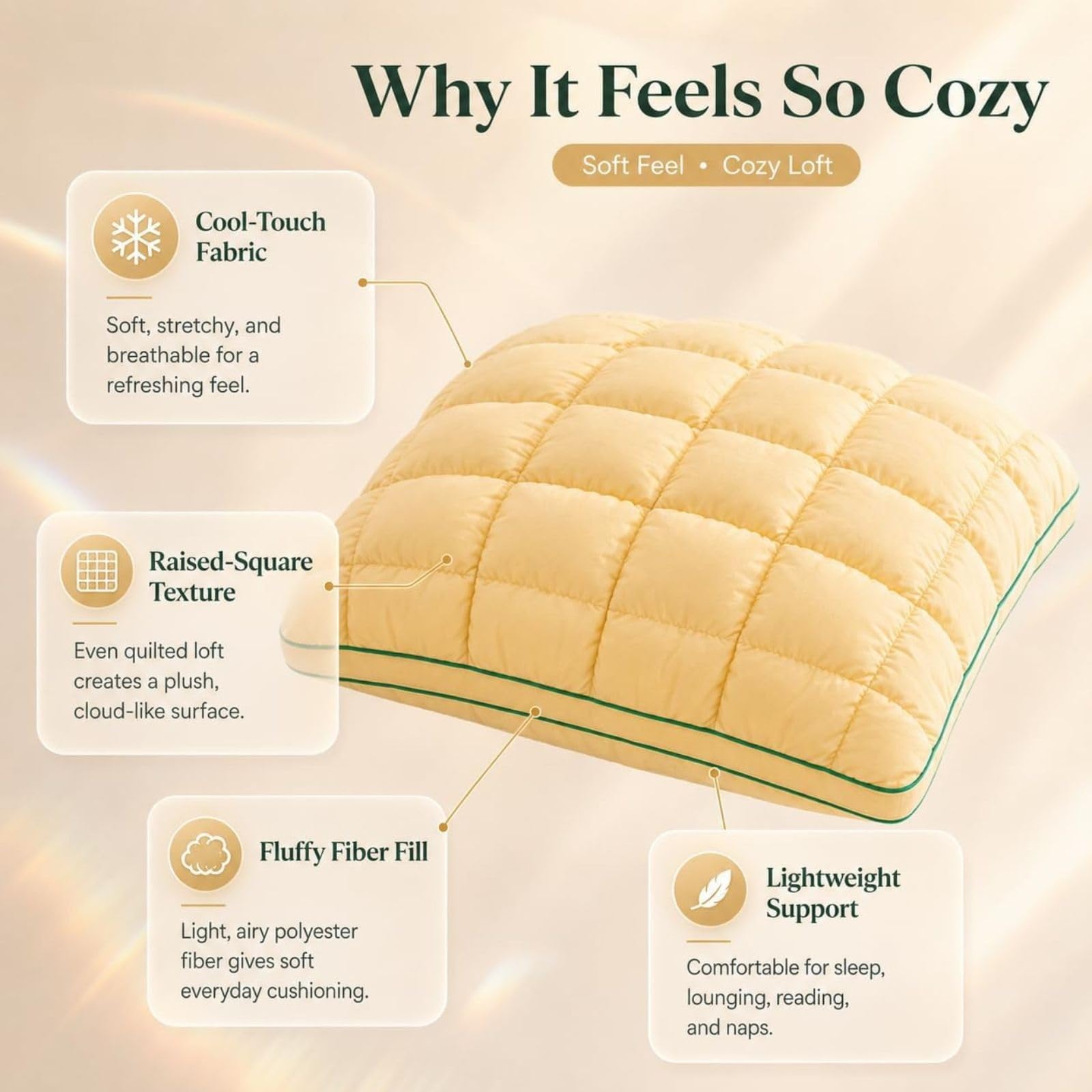Morbido Supporto Rinfrescante Trapuntato Cuscino Rinfrescante | Cuscino Rinfrescante con Soffio Marshmallow Trapuntato da Letto Cool Touch Morbido for Adulti(Medium Pillow)