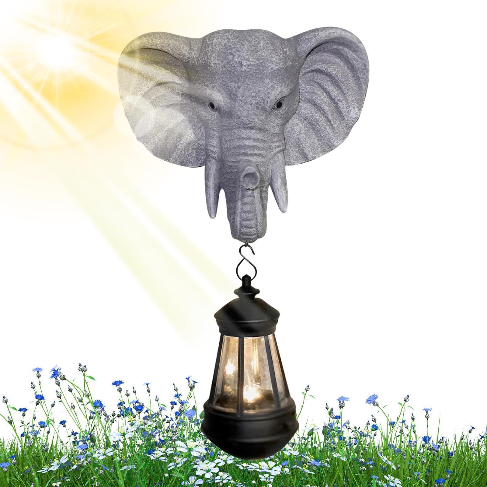 Figurine éléphant solaire LED en résine pour l'éclairage de jardin