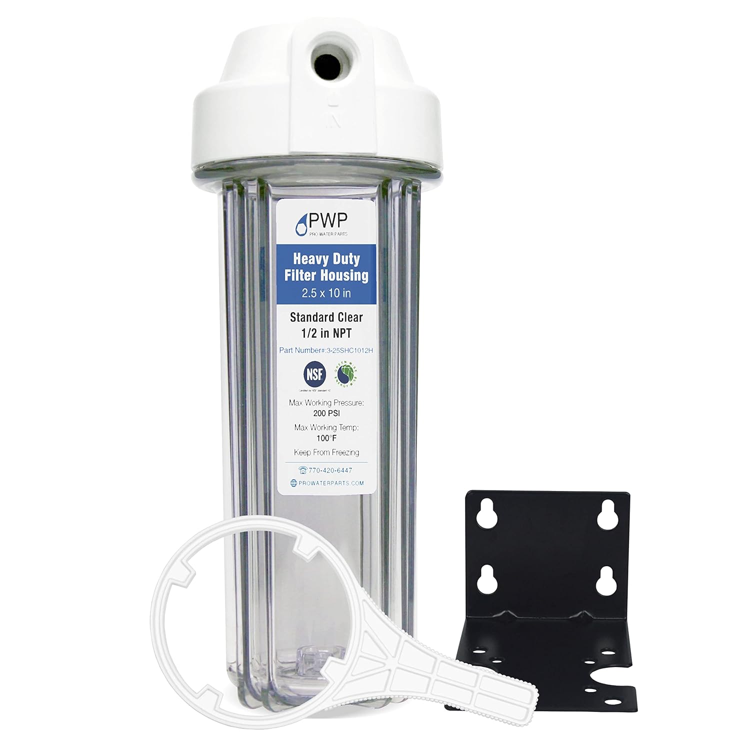 RV Filter Housing Replacement with Bracket and Wrench for FRE-10-Housing 2.5X10 1/2" NPT Ports OEM