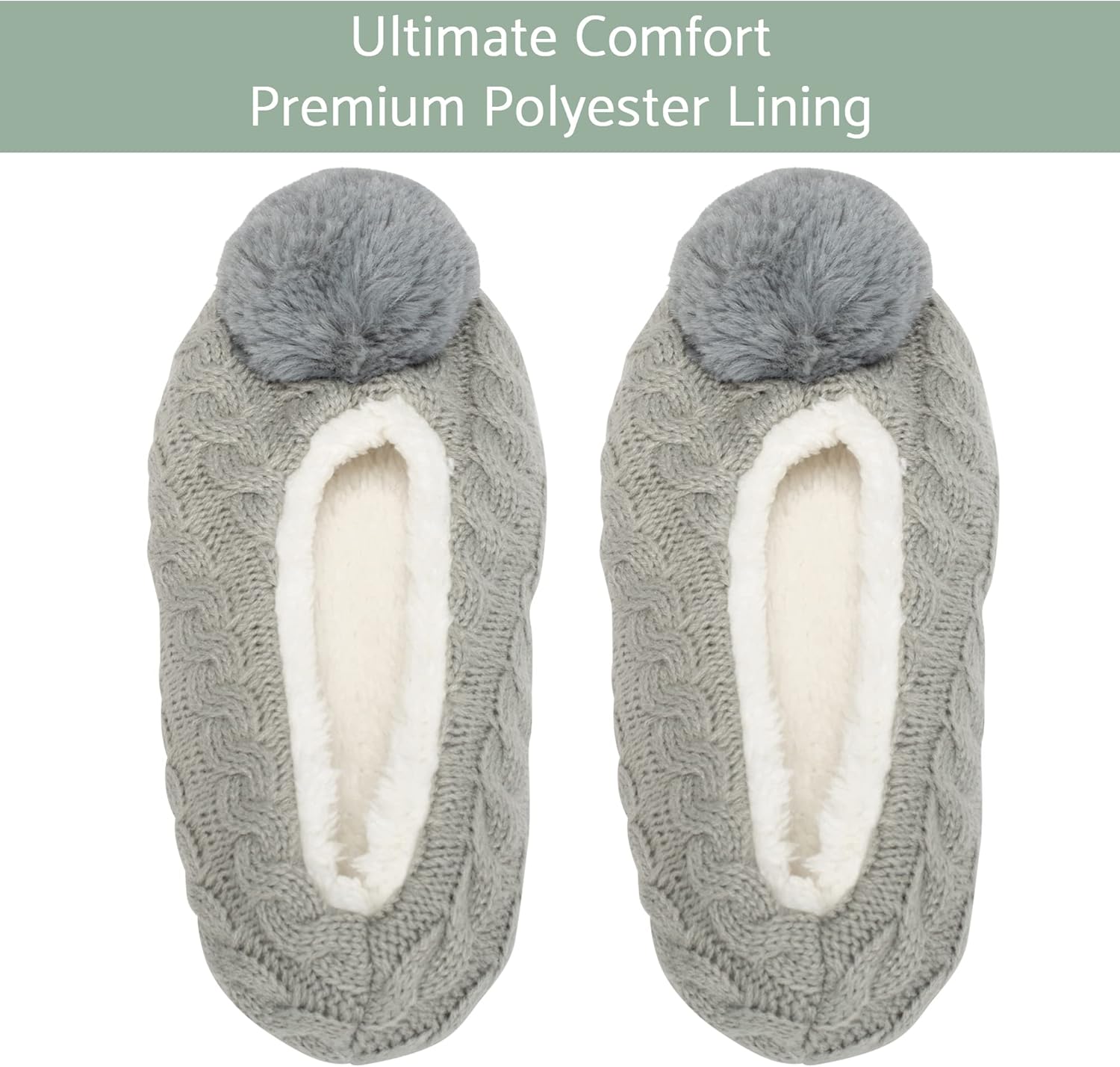 Elanze Designs Ballerina Knit Pom Womens Plush Lined Cozy Non Slip Indoor Soft Slipper - Image 2