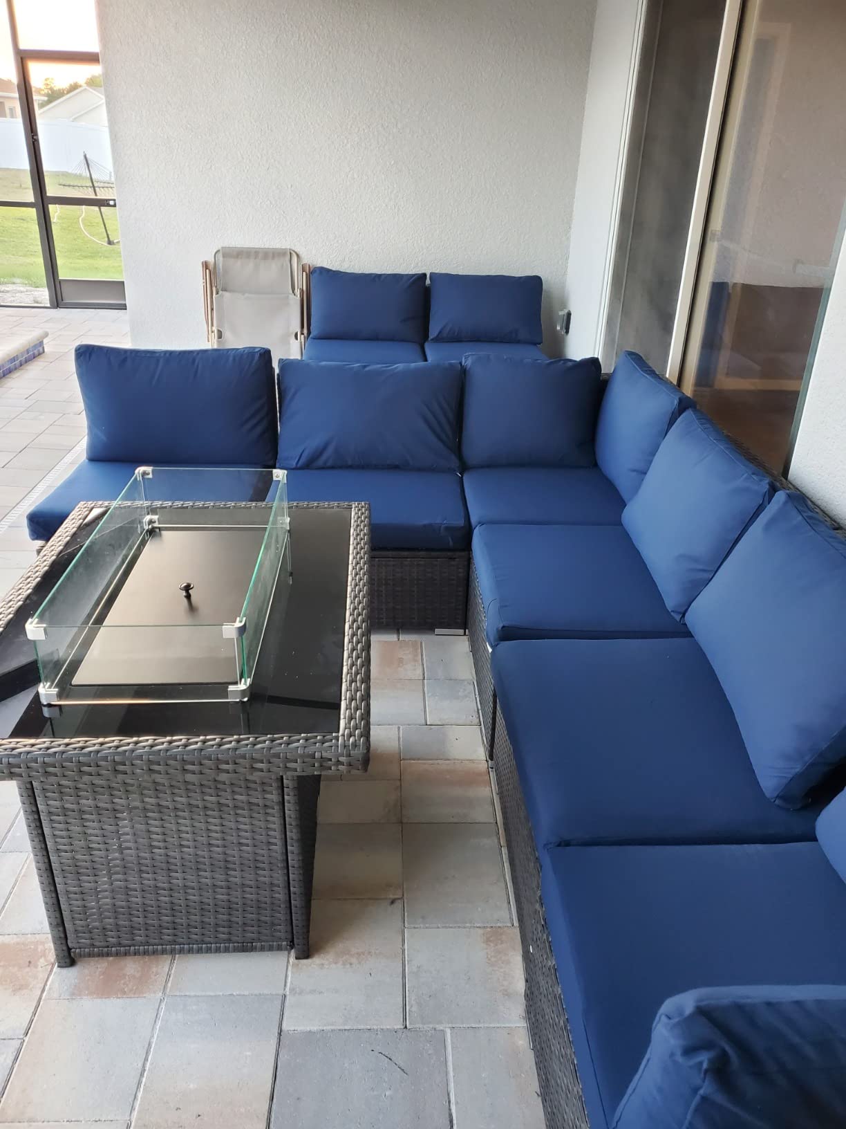 94/mo Finance NICESOUL® Large Size PE Rattan Outdoor Patio Furniture Sectional Sofa Sets with