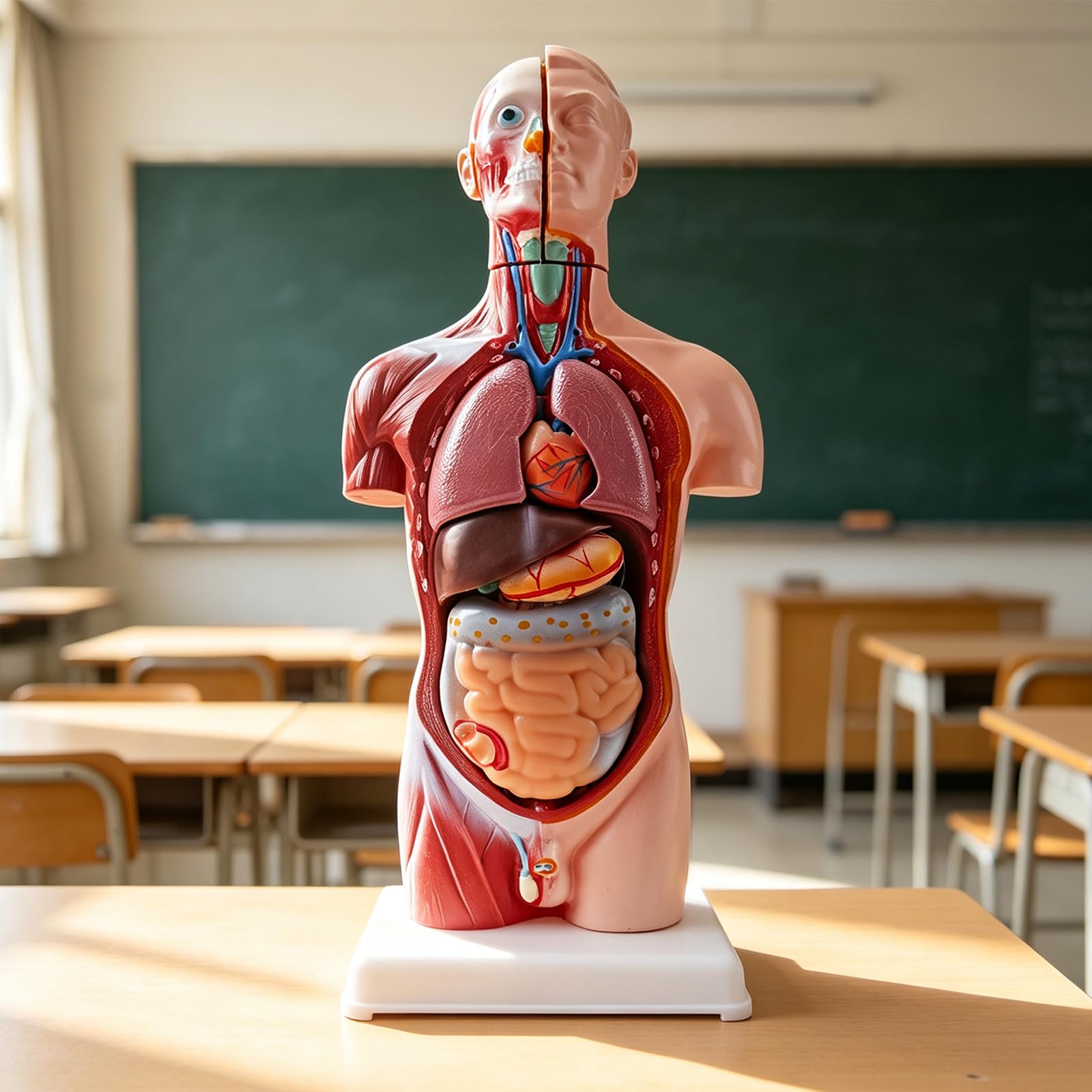 Modello di torso di educazione scientifica con sezioni di anatomia contrassegnate a colori | Base verticale, pezzo dimostrativo per studio scolastico, guida alla preparazione delle lezioni
