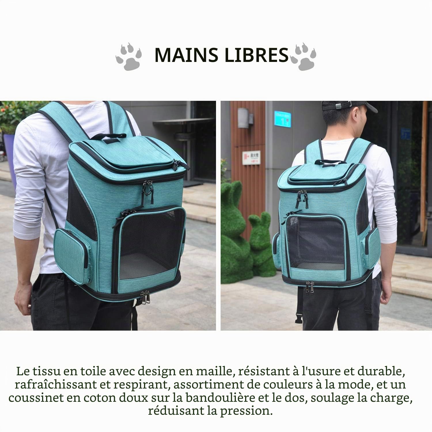 PETCUTE Sac à Dos pour Chien et Chat - Transport pour Petit Animaux Respirant Pliable, Gris