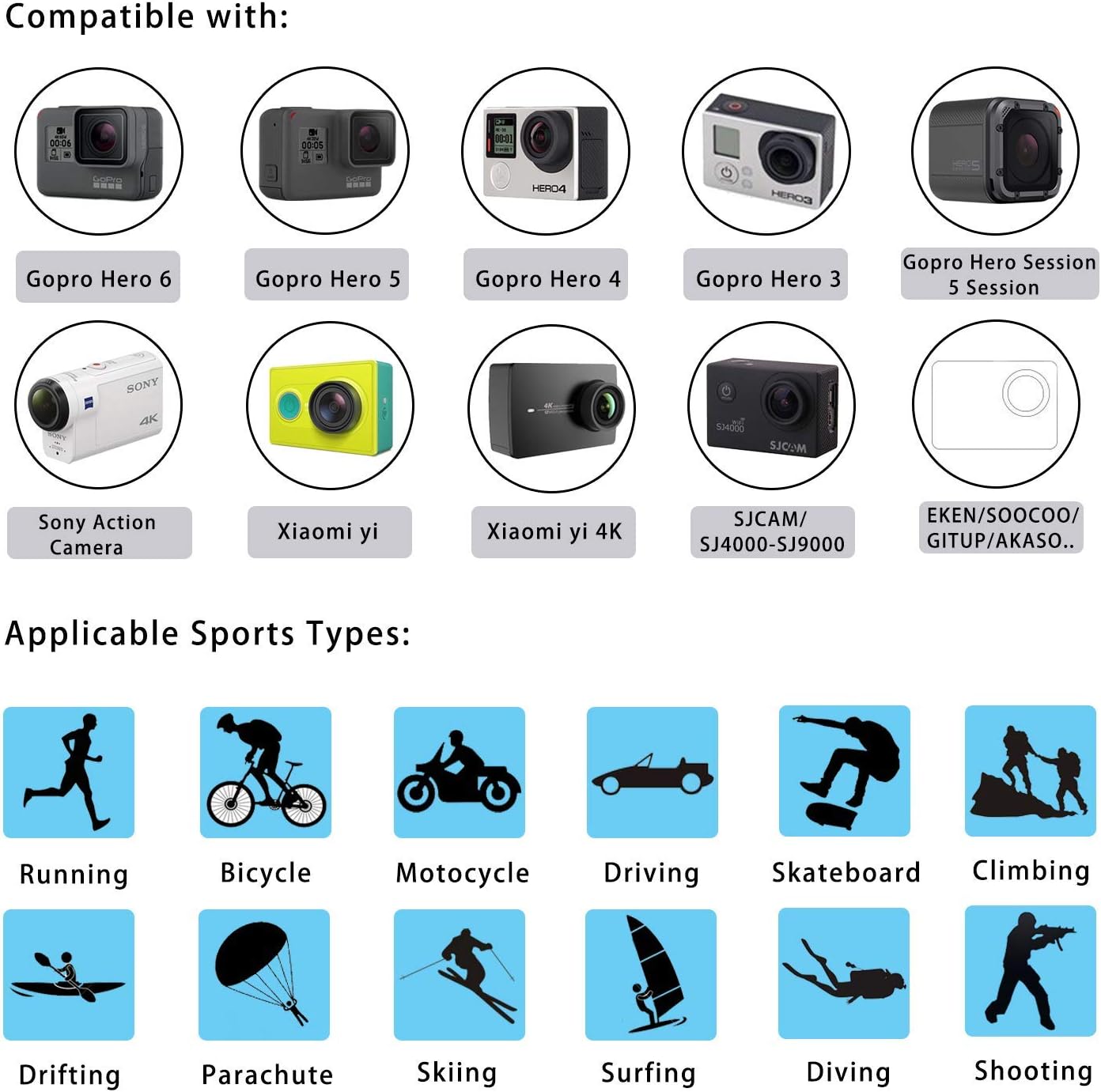 لوازم جانبی دوربین ورزشی Followsun دارای 52 قطعه