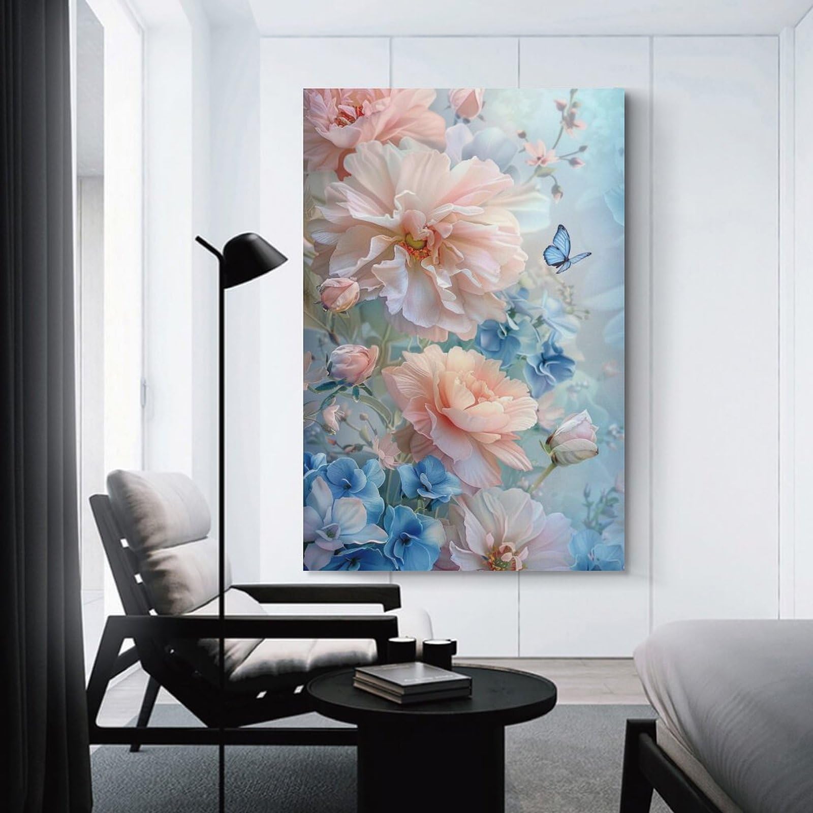 蝶と花のインテリア絵画(大きいサイズ)