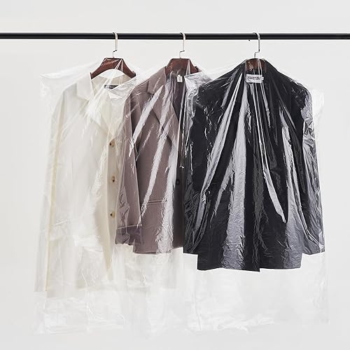 200 bolsas de ropa de 40 pulgadas para colgar ropa, bolsas de limpieza en seco para ropa, bolsas de plástico transparente de limpieza en seco,
