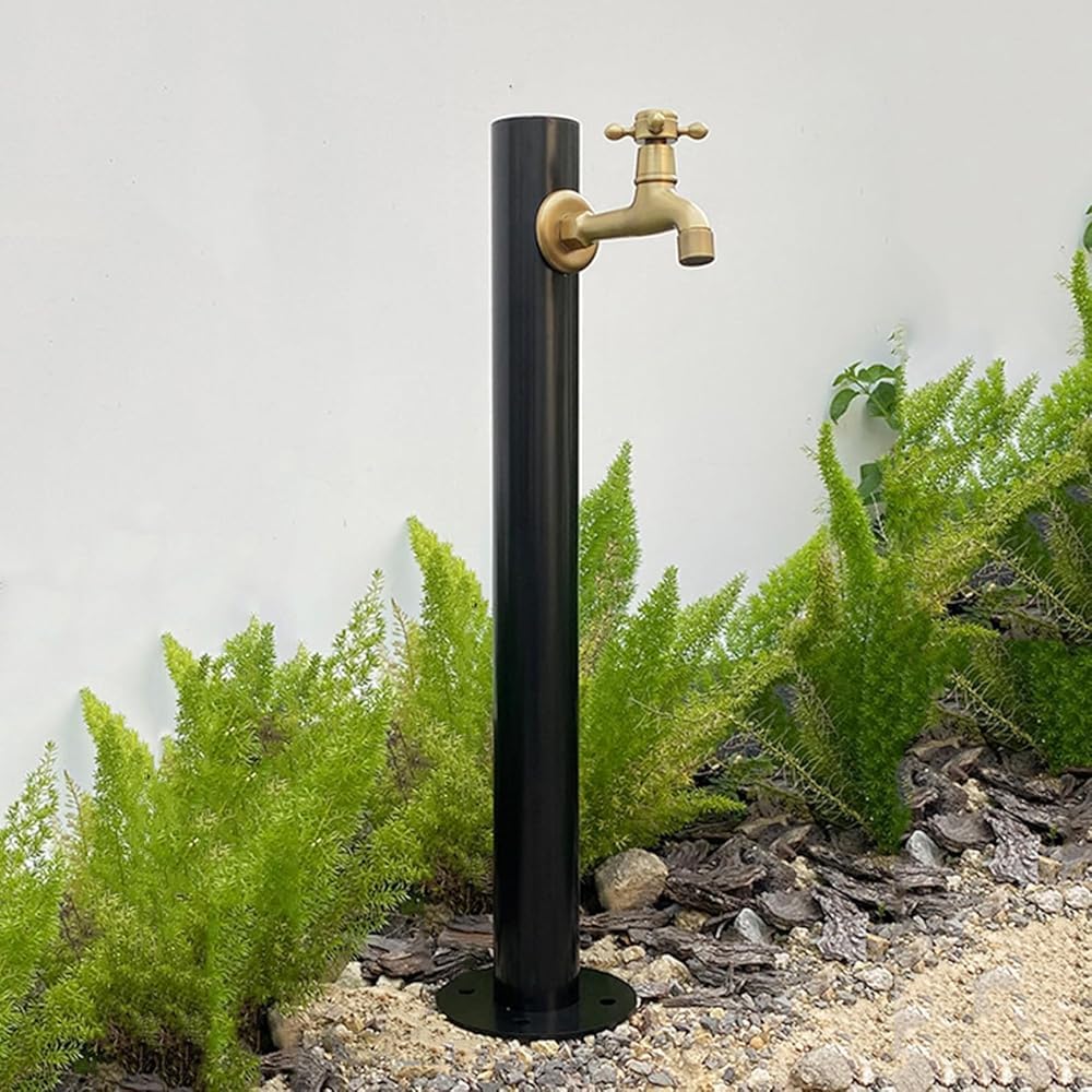 Colonne d'eau d'extérieur autonome en acier avec support pour fontaine et robinet de jardin