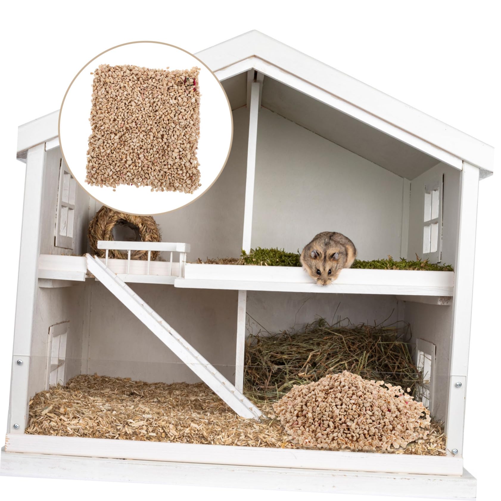 WOONEKY 1000g Lettiera in Pannocchia di Mais da Lettiera Naturale per Criceti Materiale per Nidificazione per Animali Domestici Rivestimento per Gabbia per Roditori Colore Casuale