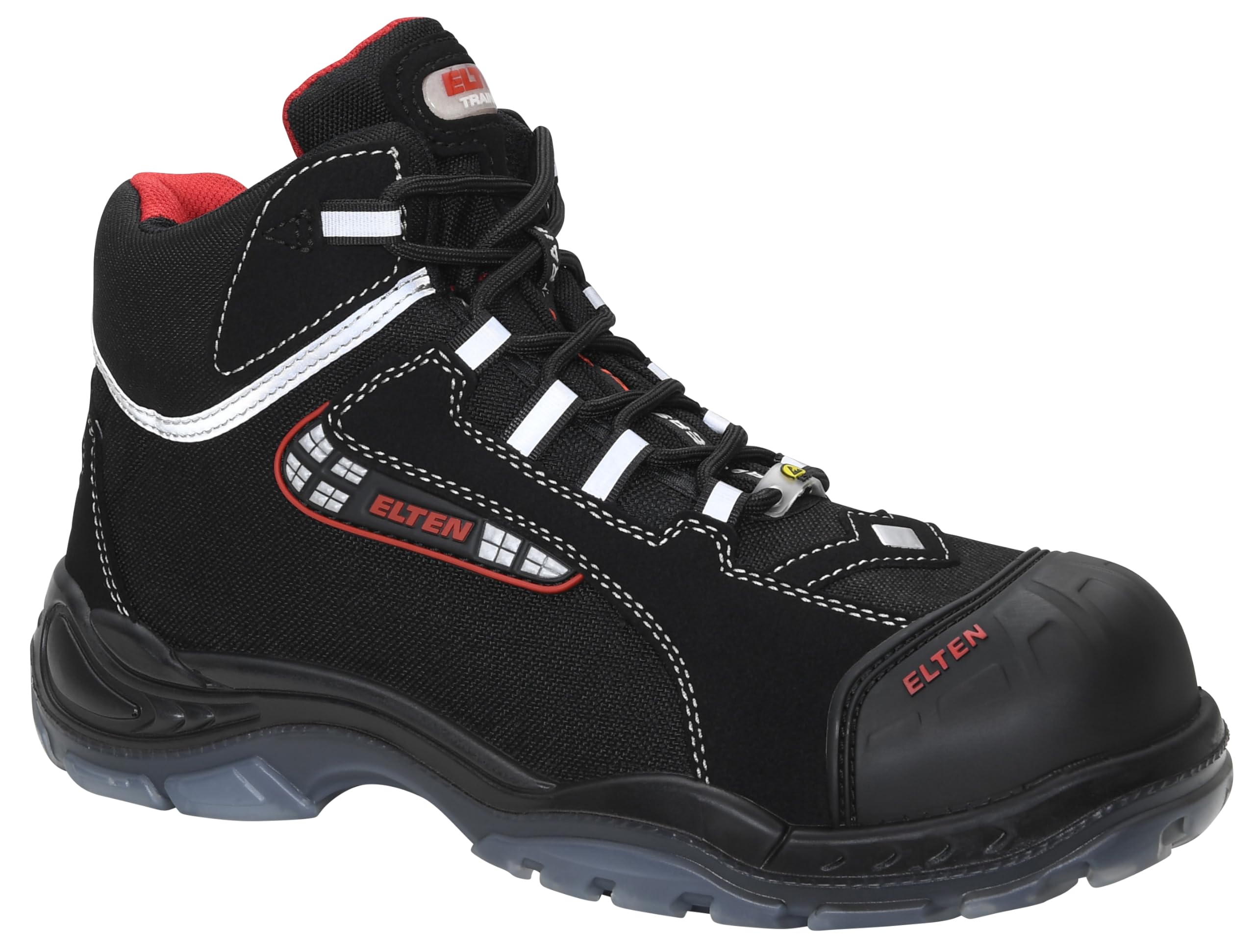 ELTEN Sicherheitsschuhe SANDER Pro ESD S3, Herren, Textil, Kunststoffkappe (leichter als Stahlkappe), leicht, sportlich, Schwarz/Rot, Größe: 47