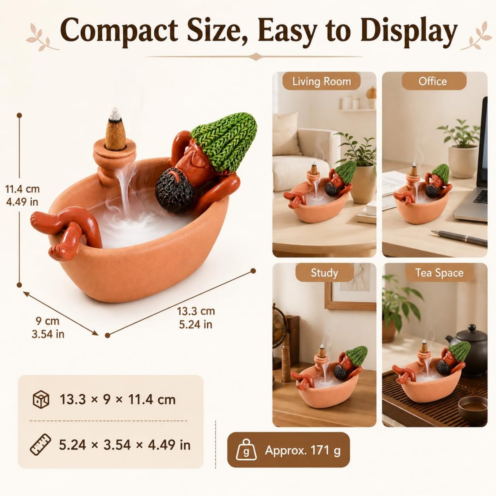 Quemador de Incienso de Reflujo Hombre baño Perezoso, Figura Divertida，A