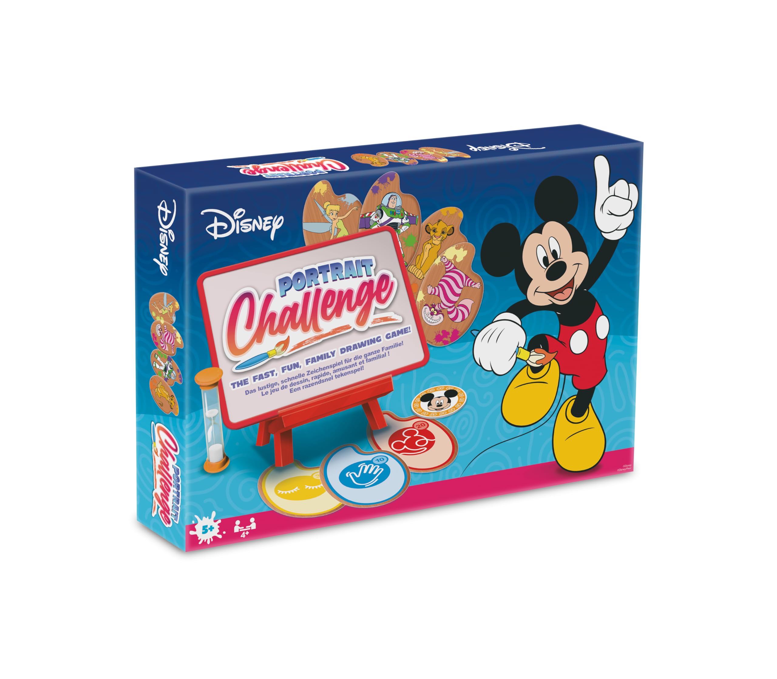 Cartamundi Disney Portrait Challenge Children's Creative Drawing Game (41x Character Cards 2x Dry-Wipe Art Boards 4x Method Cards 4x Artboard Pens with Erasers)