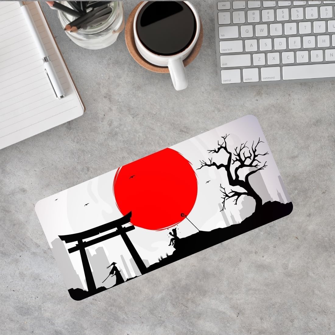 - Desk Keyboard Mat 23x11 Inch - Anime Edition – Extended Mouse Pad for Office & Gaming | Non-Slip Rubber Base, Waterproof, Smooth Surface for Laptop, Keyboard & Mouse (Japan Sun)