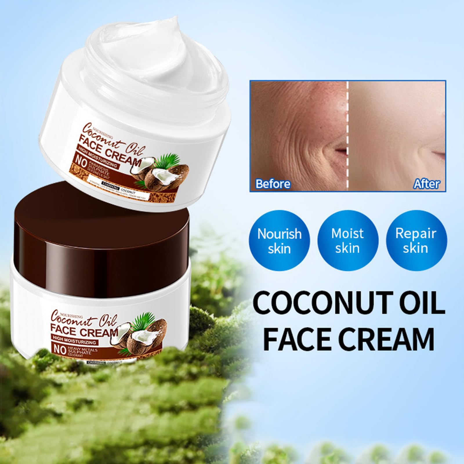 Coconut Oil Coconut Cream, 50 g Coconut Oil Cream Nourishing Moisturising Cream Multi-Purpose Cream for Face Hand and Body - Image 3