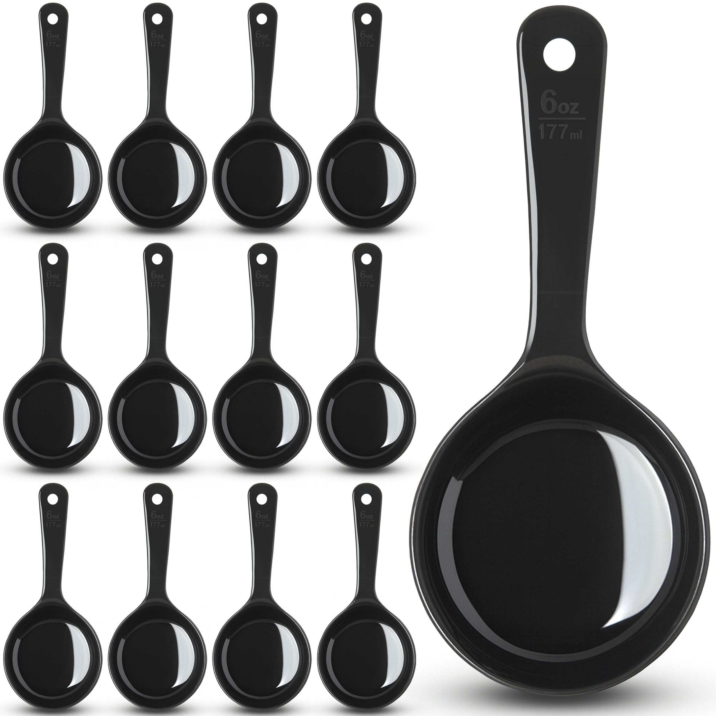 Carlisle FoodService Products 493003 Measure Miser Solid Short Handle Measuring Spoon, 6 Ounces, Black (Pack of 12)