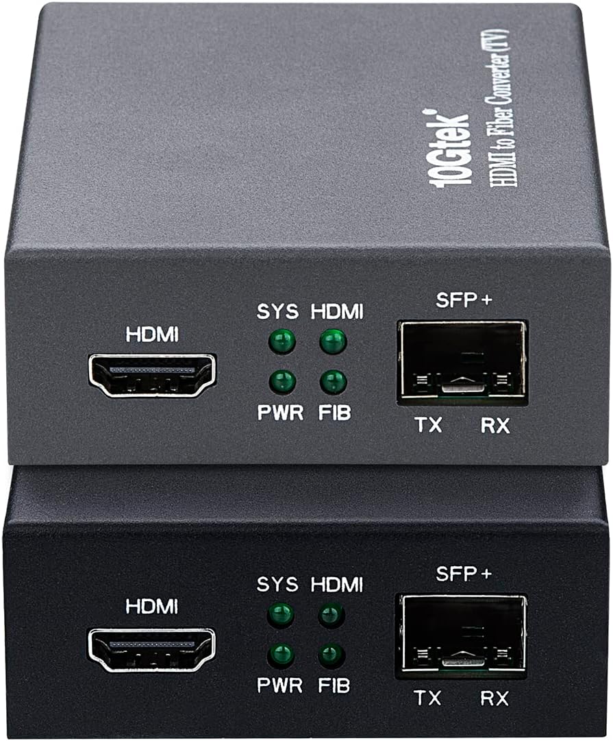10Gtek a Pair of HDMI Extender Converters with Open SFP+ Slot, Without Transceiver, Support HDMI 1.4a, 4Kx2K