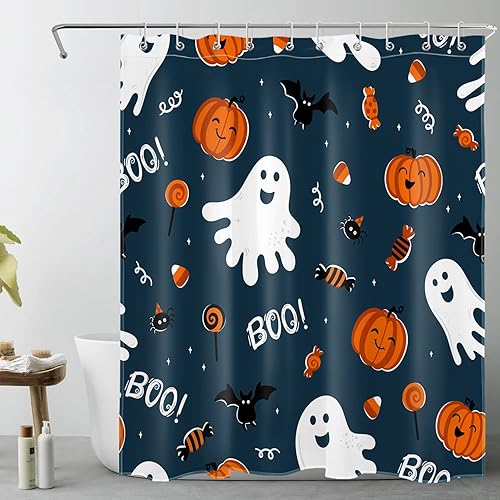 Miniatura 11 de Cortina de ducha de hongos otoñales para baño, flores silvestres y hojas de otoño en puerta de granero rústica, cortinas de ducha con ganchos