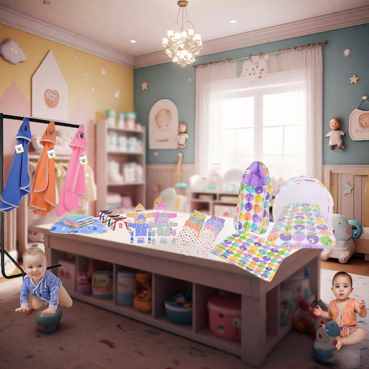 Toddylon New Born Baby Essentials Kit 56 Combo Set (0–6 Months) | Newborn Baby Hospital Bag Kit | Infant Combo Set for New Born | Newborns Baby Dress & Clothing Set | Infants Essentials Kit 2