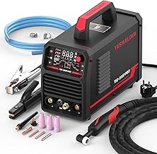YESWELDER TIG Welding Machine with Pulse 200Amp Large LED Display, 230V ARC/DC TIG/PULSE TIG 3 in 1, TIG Daldator, HF Arc Ignition, Arc Force, Hot Start, Anti-Bonding, VRD