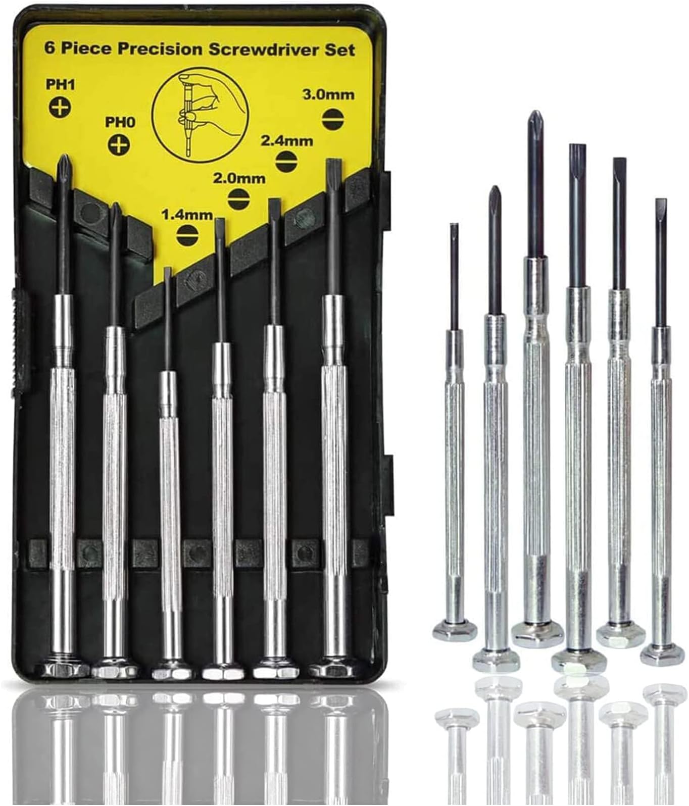 NSEZTZ 6PCS Mini Screwdriver Set, Small Professional Repair Tool Kit with 6 Different Size Flathead and Phillips Screwdrivers, Precision Screwdriver Sets for Jewelry, Watch, iPhone, Eyeglass Repair