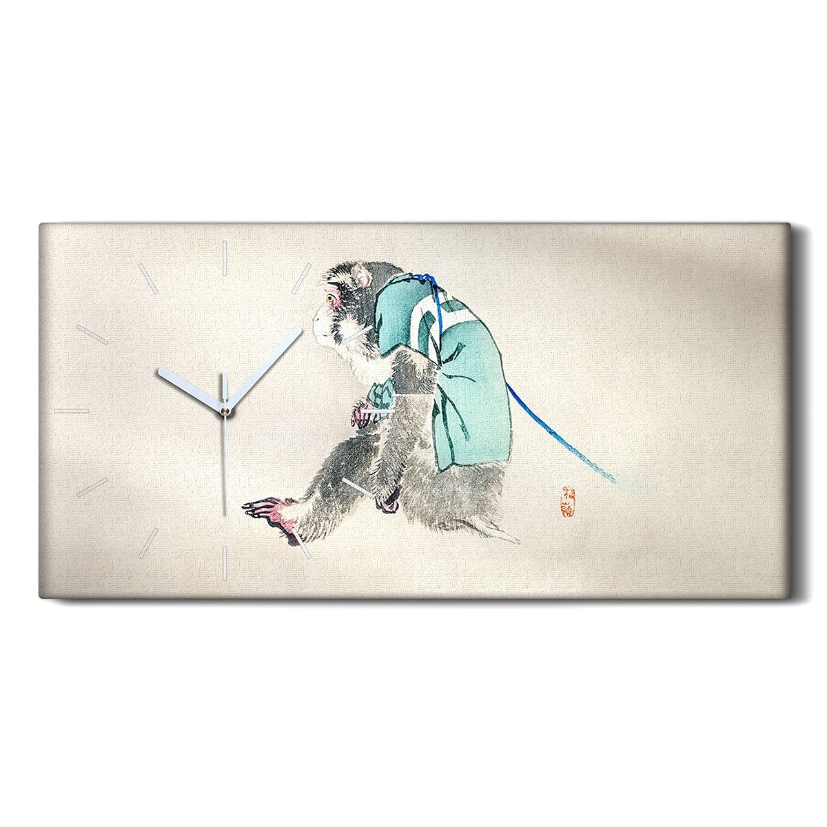Horloge sur Toile Singes Asiatiques sans tic-tac pour chambre calme