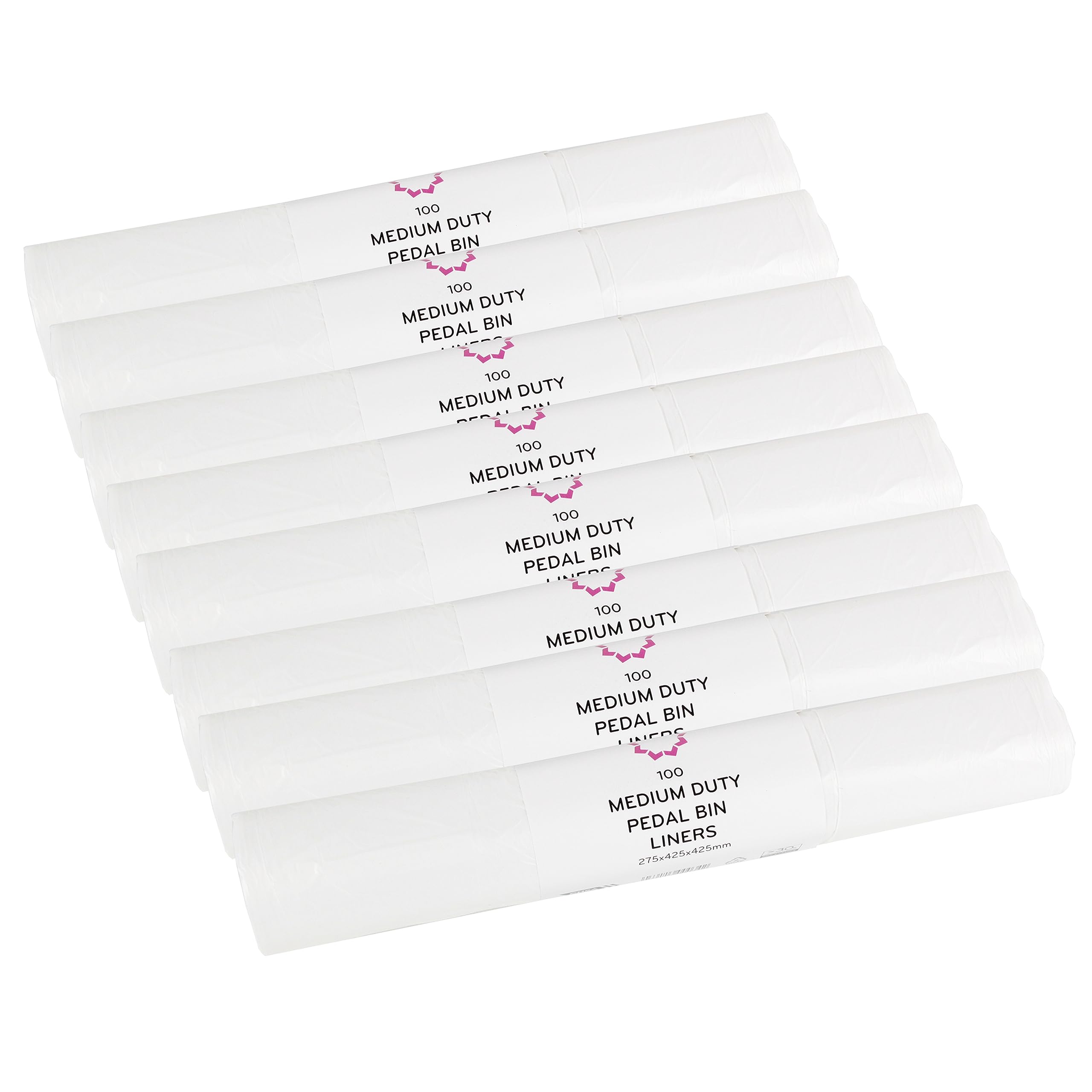 800 x 15L Swing Bin/Pedal Bin Liners - White - 8 Rolls of 100 Refuse Bags