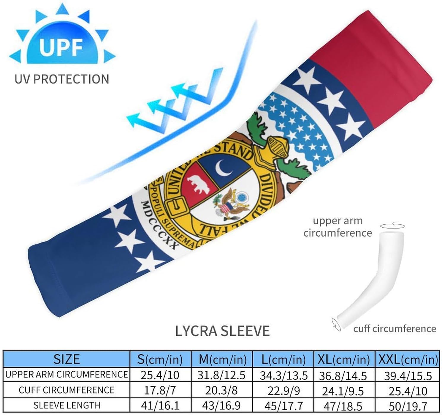 Flag of Missouri United States Arm Sleeves Cooling Sun Protection Sports Compression for Golf Basketball