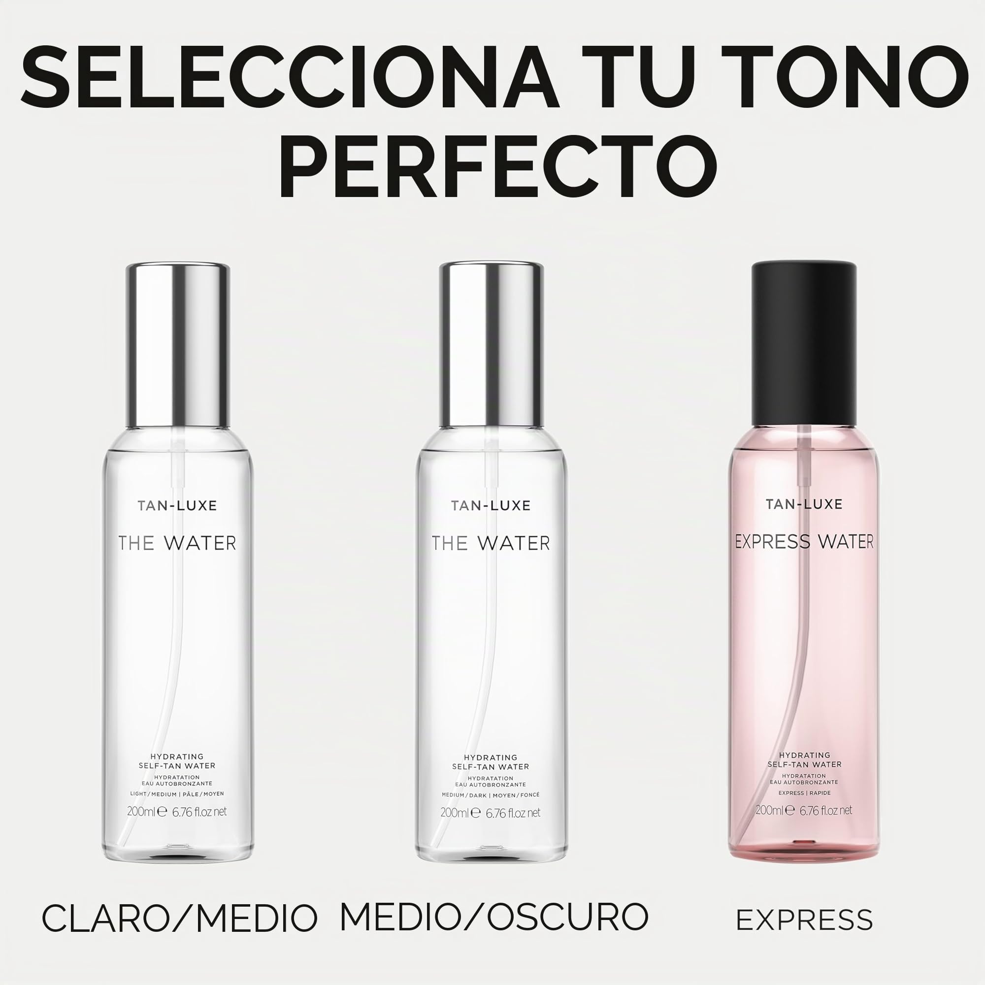 TAN-LUXE THE WATER agua autobronceadora, ligera/media (200 ml), agua autobronceadora, libre de crueldad animal y vegana