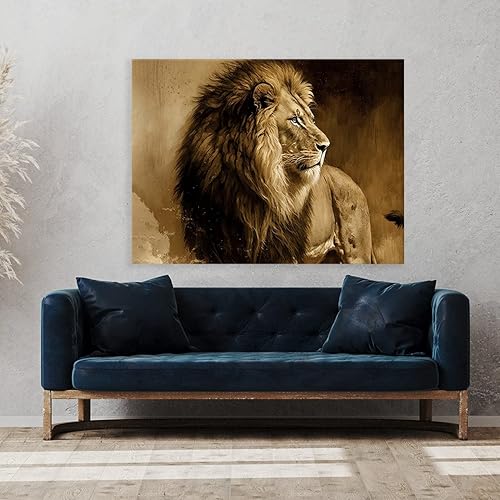 Miniatura 3 de Sense Canvas Lion Retro Sepia Nostalgia 81 - Lienzo decorativo para decoración del hogar, póster grande de 40 x 30 pulgadas  0.75 pulgadas