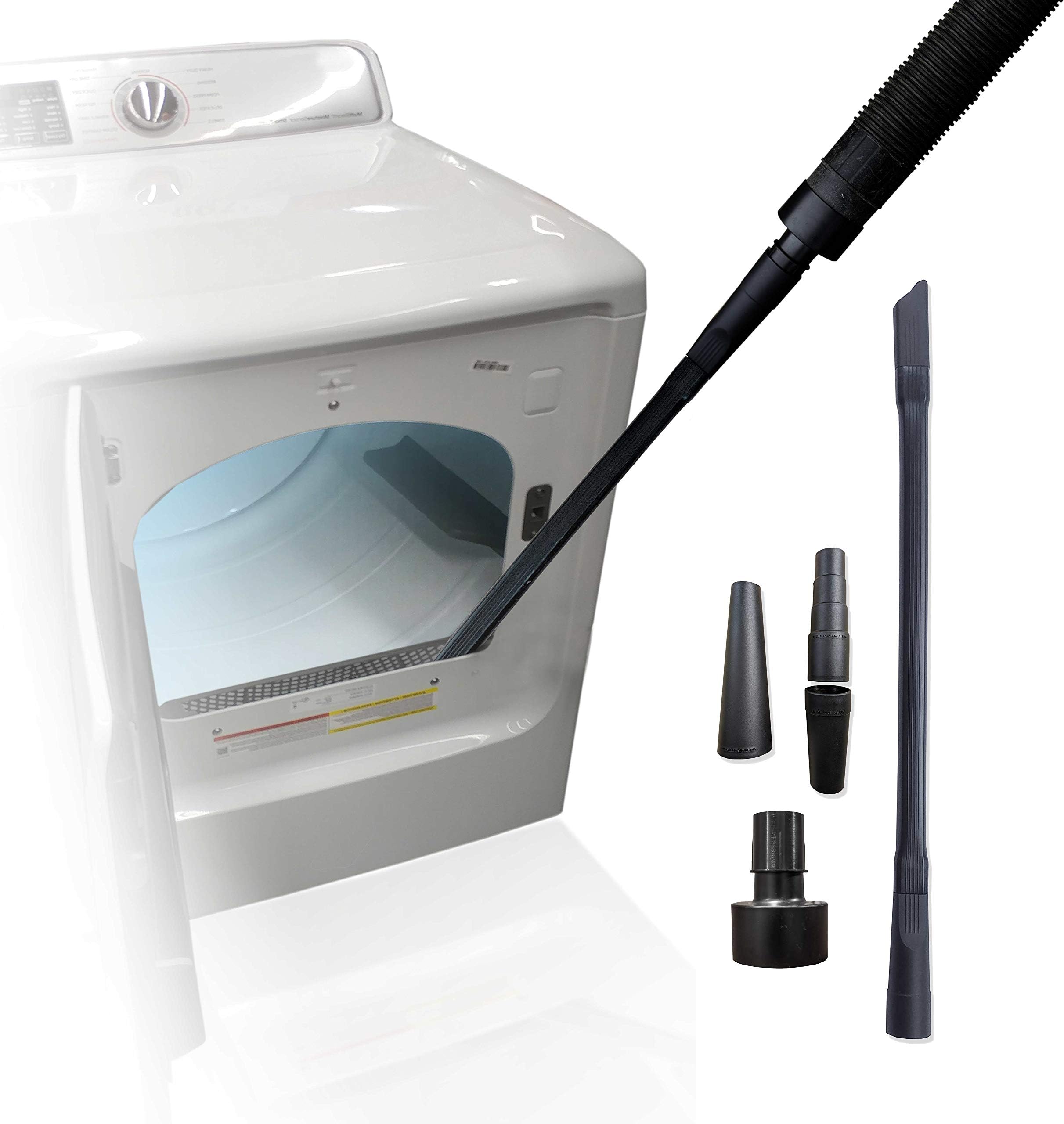 Vacuum Attachment For Dryer Vent- Lint Eraser Dryer Vacuum Attachment. This Dryer Lint Vacuum Attachment Includes a Vacuum Hose Adapter and Adapter For Shop Vacuum. Dryer Vent Cleaner Kit Lint Cleaner