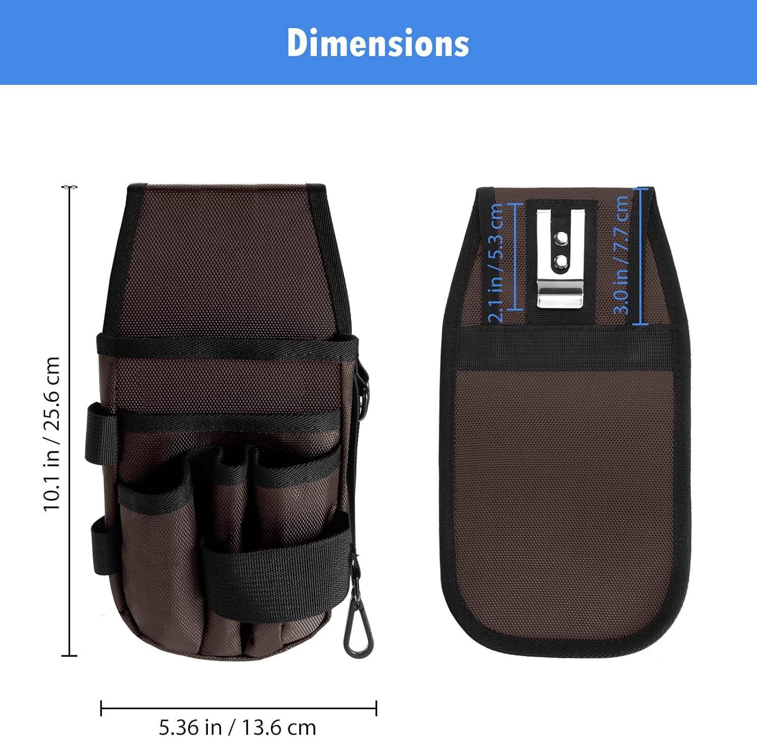 KENOBE 5-Pockets Tool Pouch, Black Tool Pouch Organization, Heavy-Duty Electrician Tool Pouches for Electrician, Carpenter, Construction, Technician, Side Belt Pouch, Small Electrician Holster