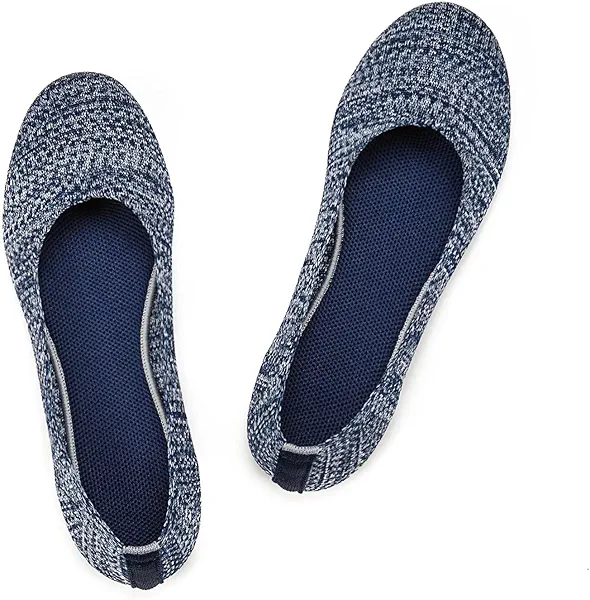 Frank Mully Women’s Ballet Flat Shoes Knit Dress Shoes Round Toe Slip On Ballerina Flats for Woman Low Wedge Comfort Soft