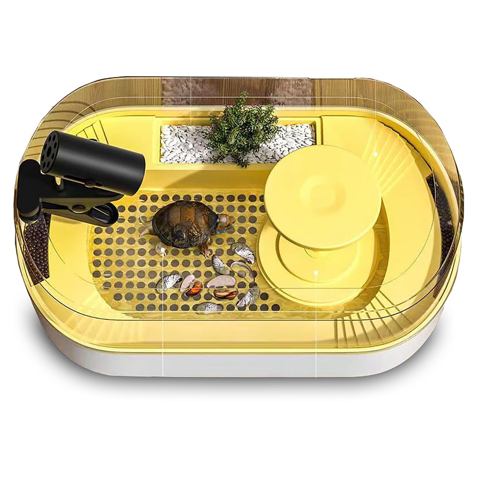 Kit De Inicio para Acuario De Tortugas, con Estructura De Drenaje Inferior Y Diseño Antiescape, Material Resistente Y Duradero, Ideal para Tortugas Y Cangrejos Ermitaños