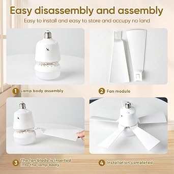 E27 Socket Ceiling Fan with Lights and Remote, 30W Dimmable LED Ceiling Fan 3 Wind Speeds 3 Color Modes with 1/2/4 Hour Timer, Screw in Mount Fan Light for Bedroom Living Room Office (White) [Energy Class A+++]