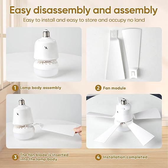E27 Socket Ceiling Fan with Lights and Remote, 30W Dimmable LED Ceiling Fan 3 Wind Speeds 3 Color Modes with 1/2/4 Hour Timer, Screw in Mount Fan Light for Bedroom Living Room Office (White) [Energy Class A+++]