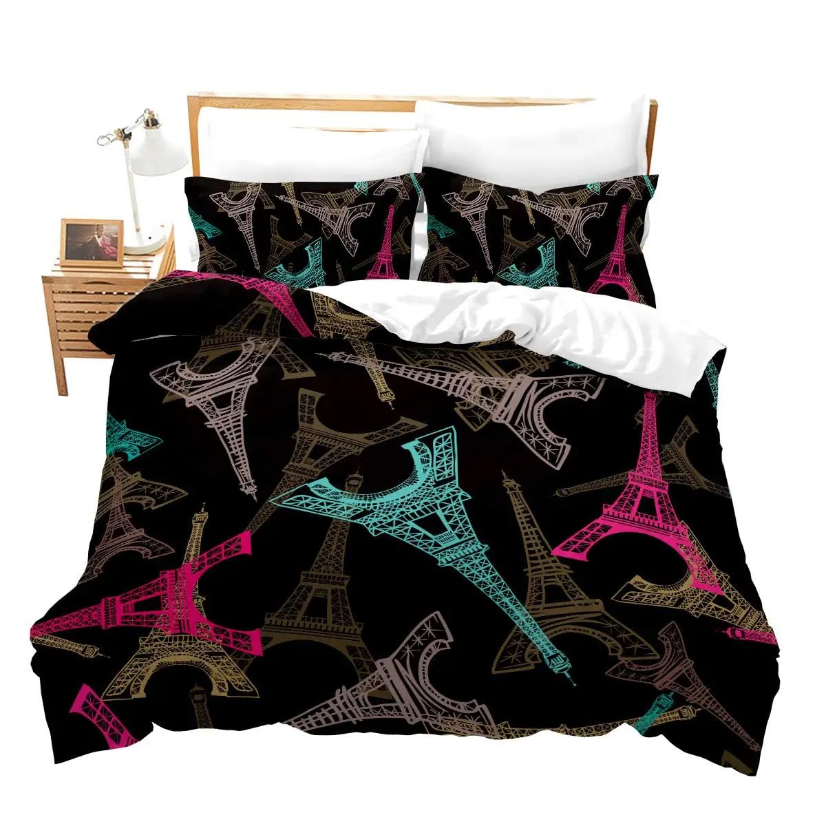 Housse de couette 160x200 cm enfant microfibre respirante avec taie d'oreiller 65x65