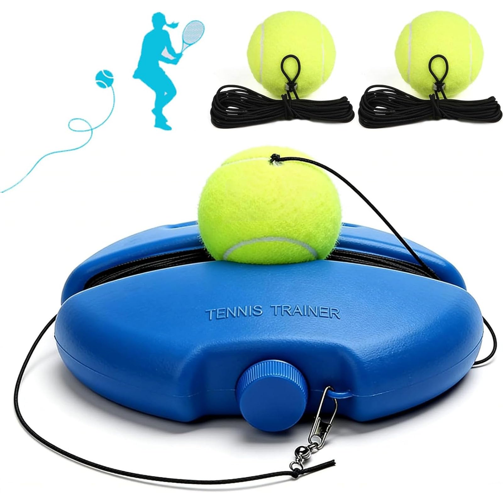Premium Tennis Buddy, Tennis Trainer Rebound Ball Set with Base and Balls, Beginners Portable Self Practice, Tennis Ball Self Training Tool for All Ages A